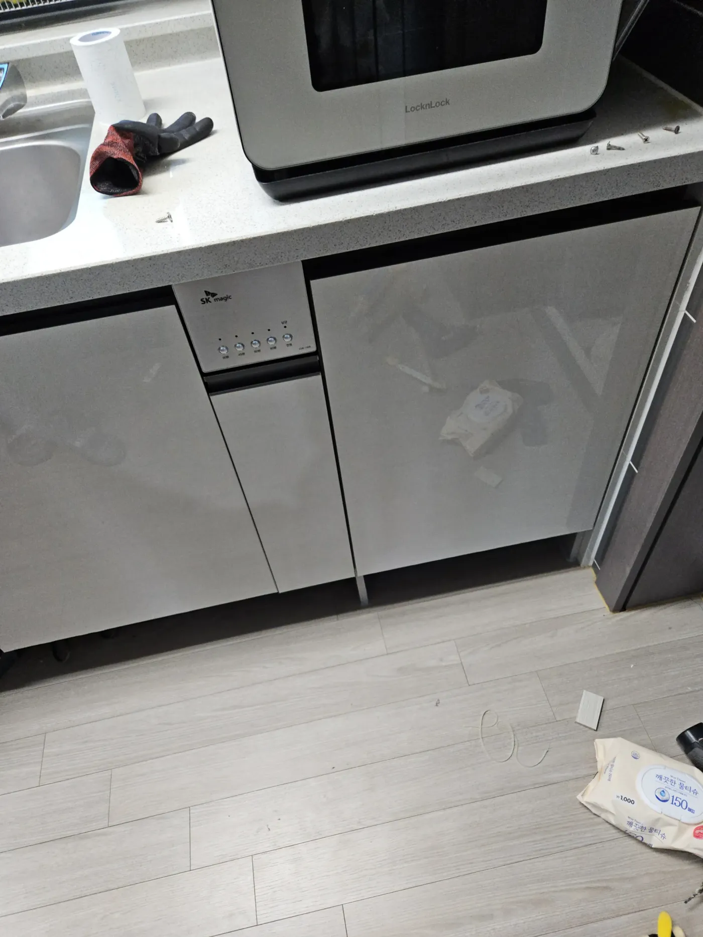 노은동 씽크대하부장부분인테리어 시공 전 사진